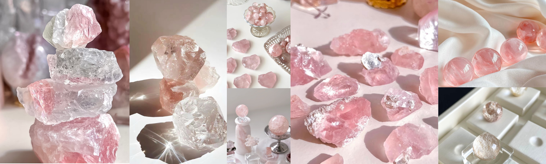 Rose quartz crystals