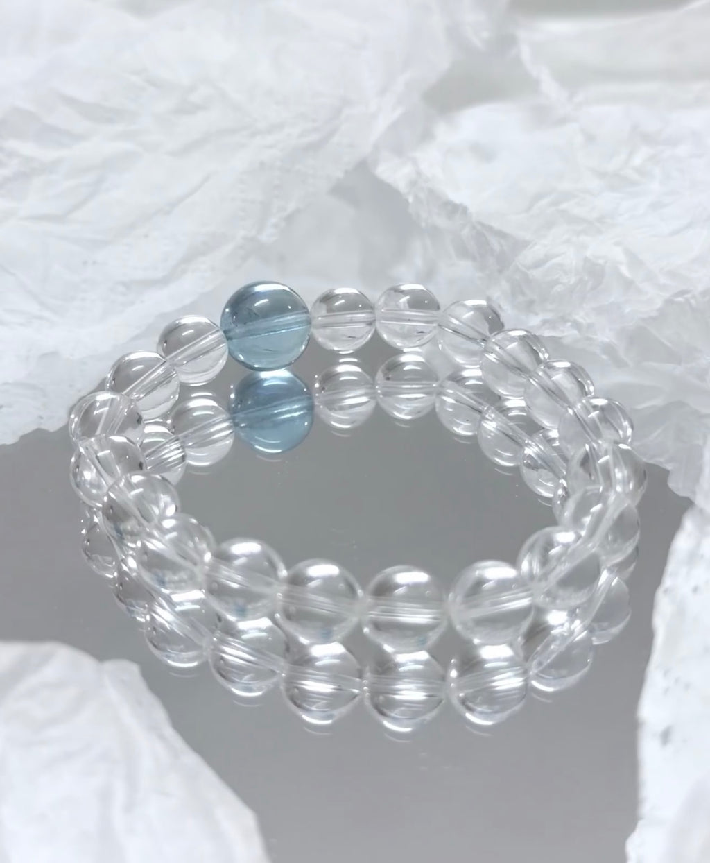 Aquamarine & Clear Quartz Natural Crystal Bracelet – Calmness & Clarity Energy Jewelry
