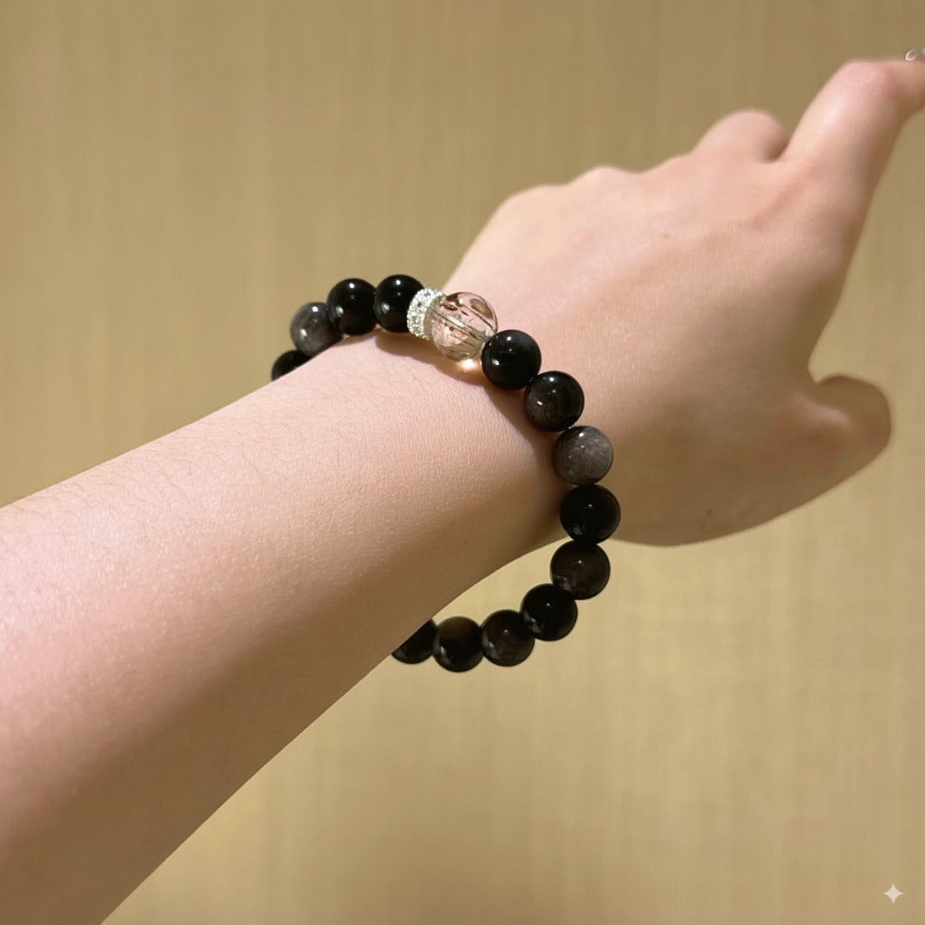 Natural Healing Black Gemstone Bracelet - Protection, Abundance & Prosperity - Handcrafted for Adults