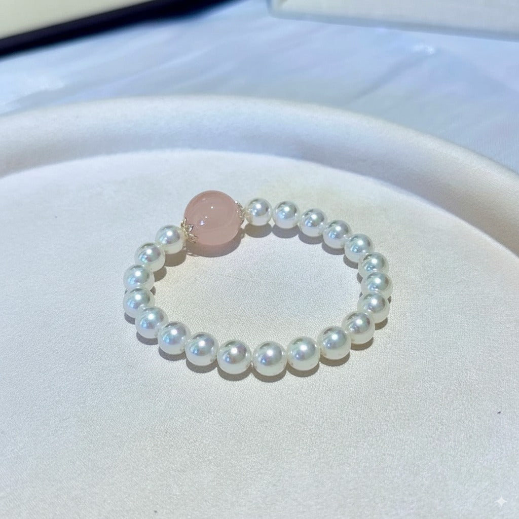 Pink Crystal & Pearl Bracelet – Rose Quartz Beads | Love, Attraction & Soulmate Energy