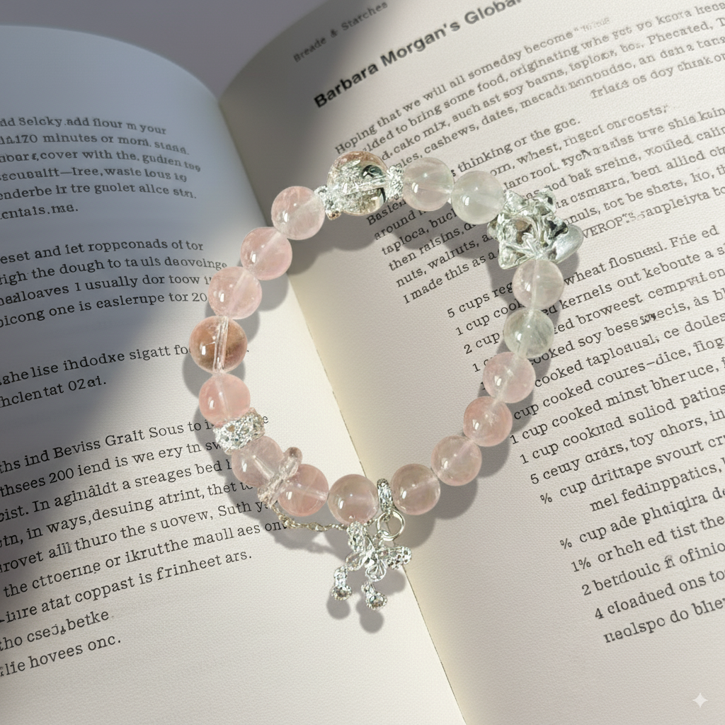 Natural Rose Quartz, Clear Quartz White Agate Bracelet – Attract Love, Clarity & Balance