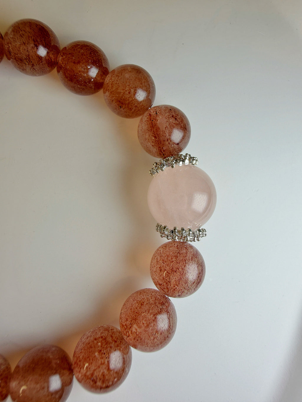 Strawberry Quartz & Rose Quartz Natural Crystal Bracelet – Love, Harmony & Emotional Healing