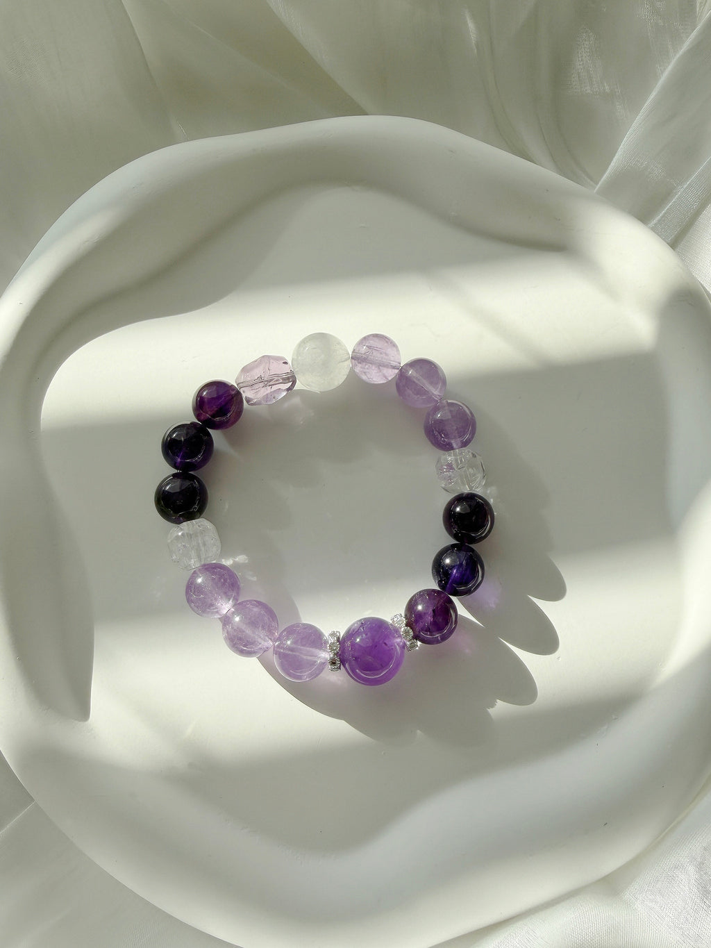 Amethyst & Clear Quartz Bracelet | Deep Purple Healing Energy & Intuition Booster