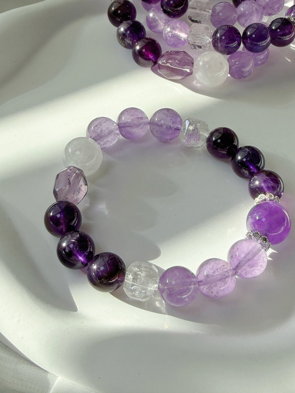 Amethyst & Clear Quartz Bracelet | Deep Purple Healing Energy & Intuition Booster