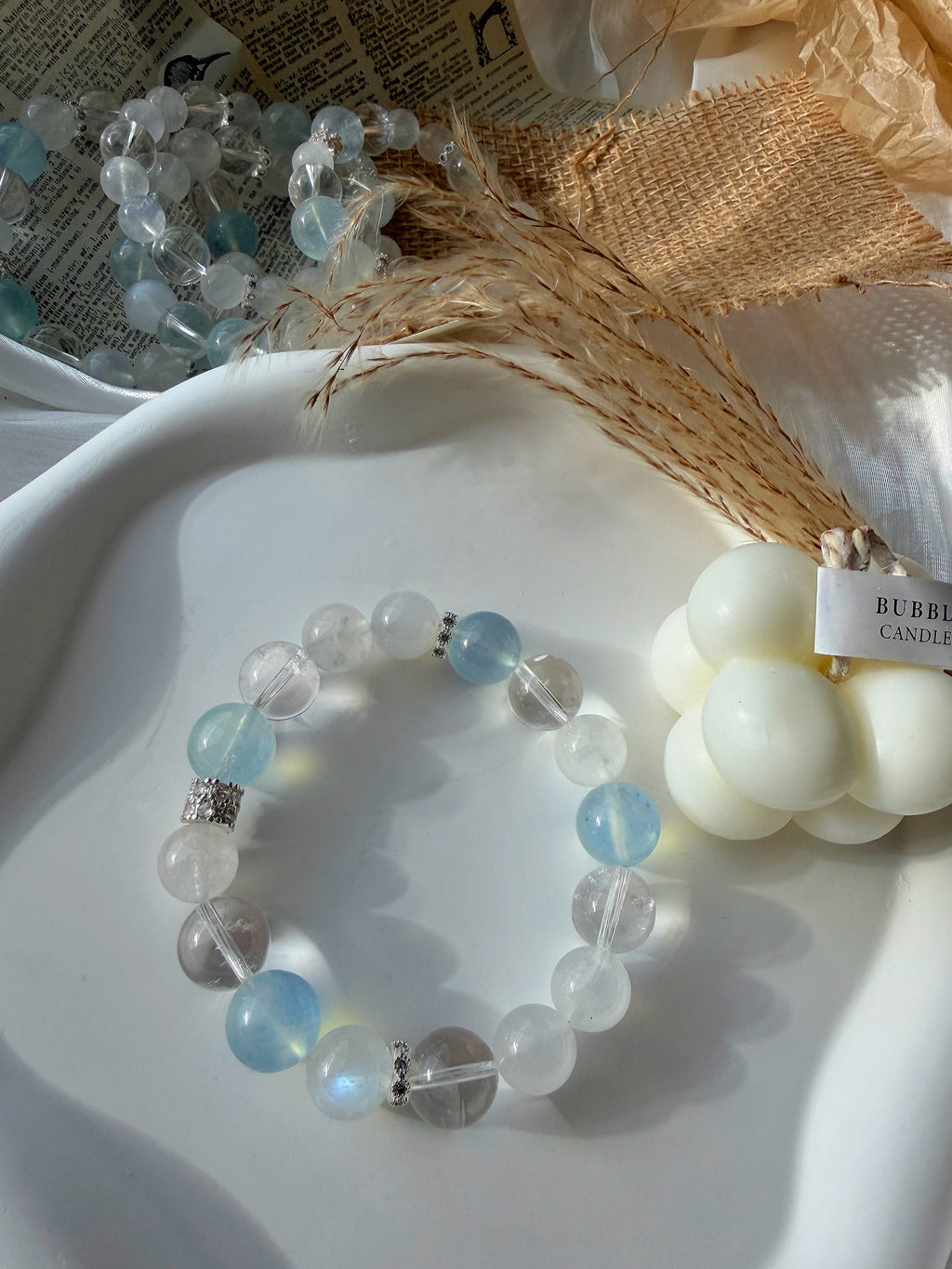 Calming Balance Bracelet – Aquamarine, Moonstone & Clear Quartz