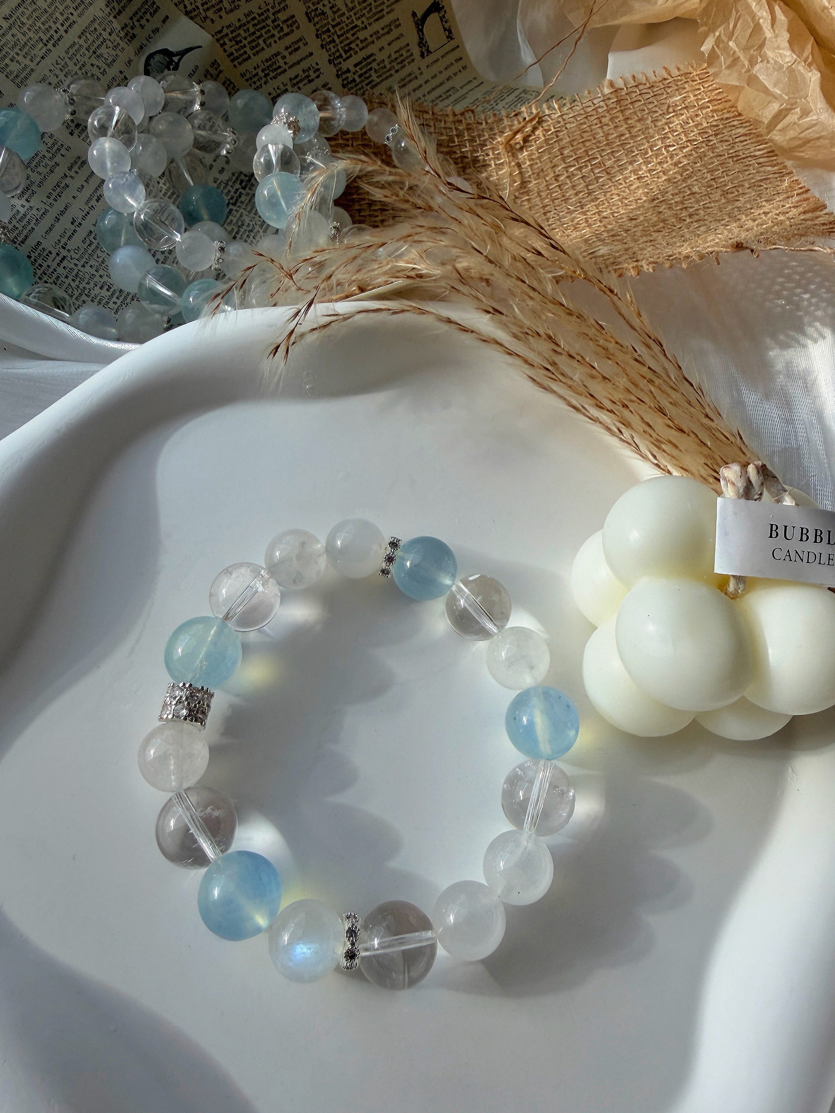 Calming Balance Bracelet – Aquamarine, Moonstone & Clear Quartz