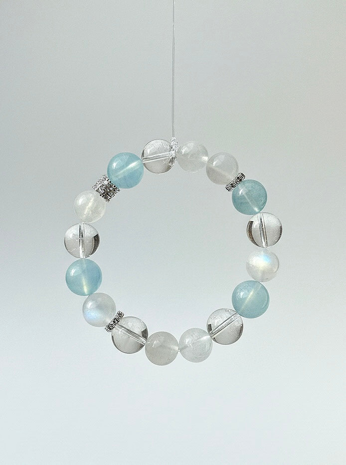 Calming Balance Bracelet – Aquamarine, Moonstone & Clear Quartz