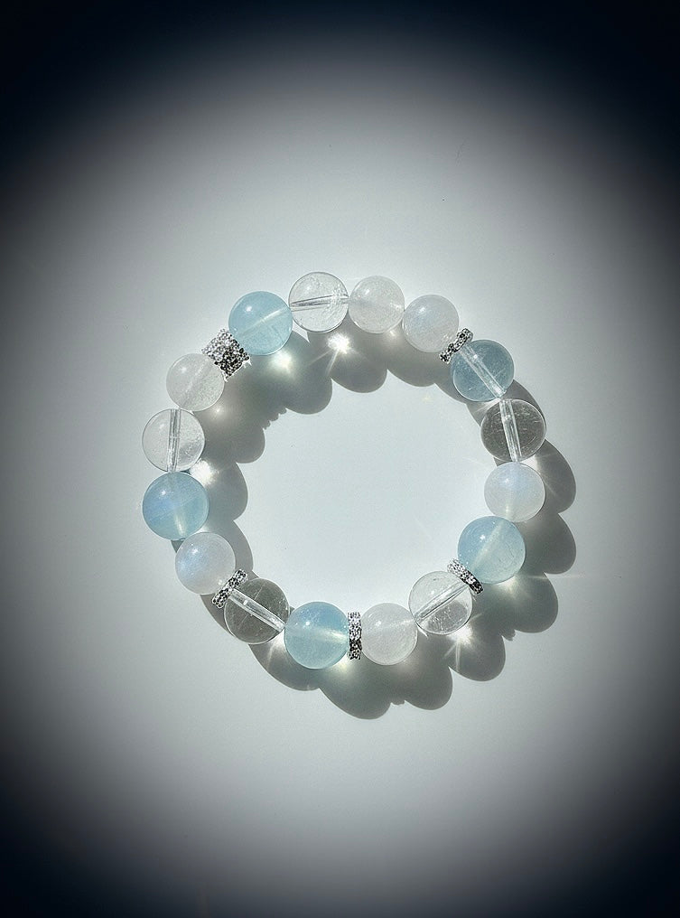 Calming Balance Bracelet – Aquamarine, Moonstone & Clear Quartz