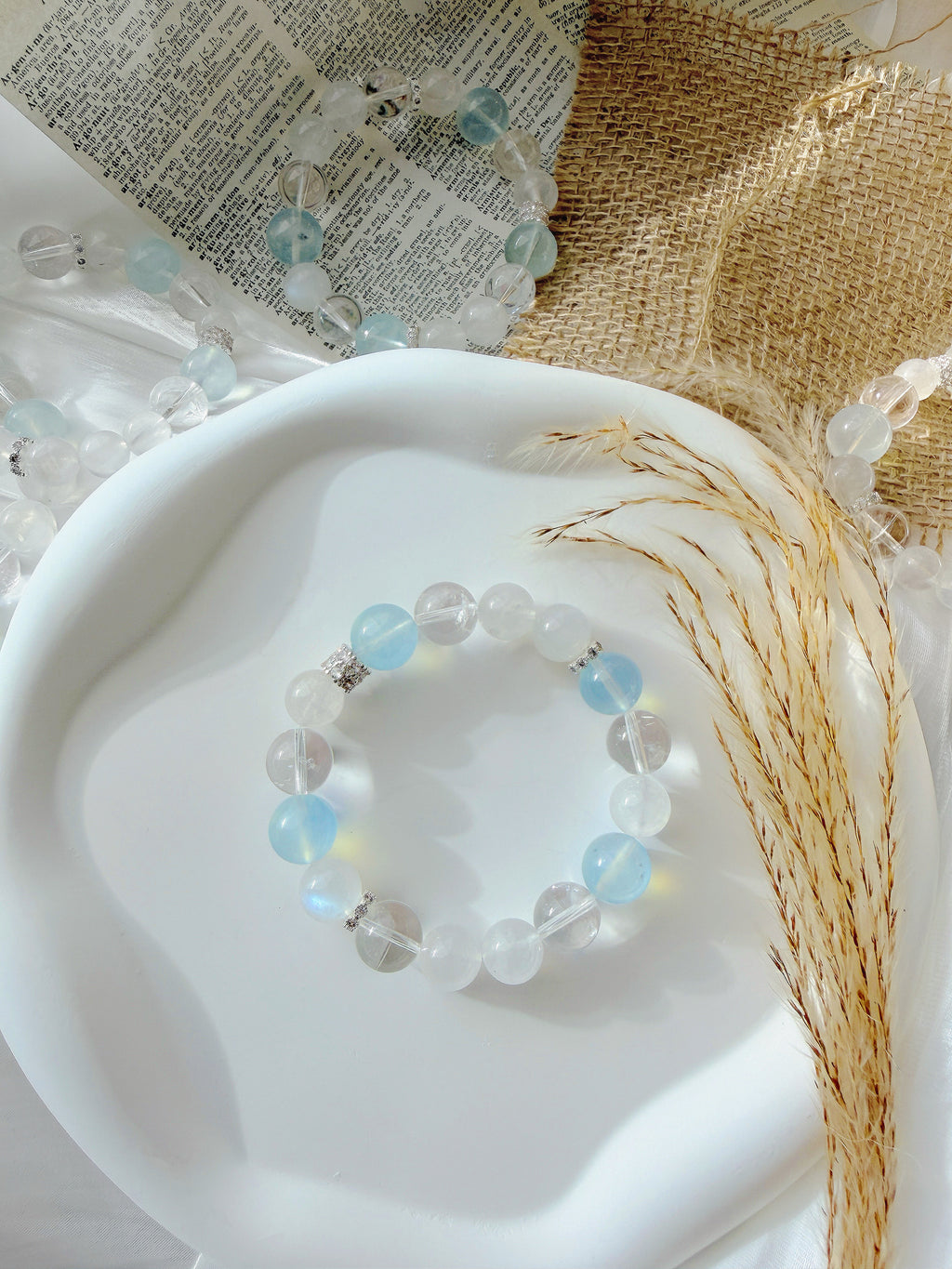 Calming Balance Bracelet – Aquamarine, Moonstone & Clear Quartz