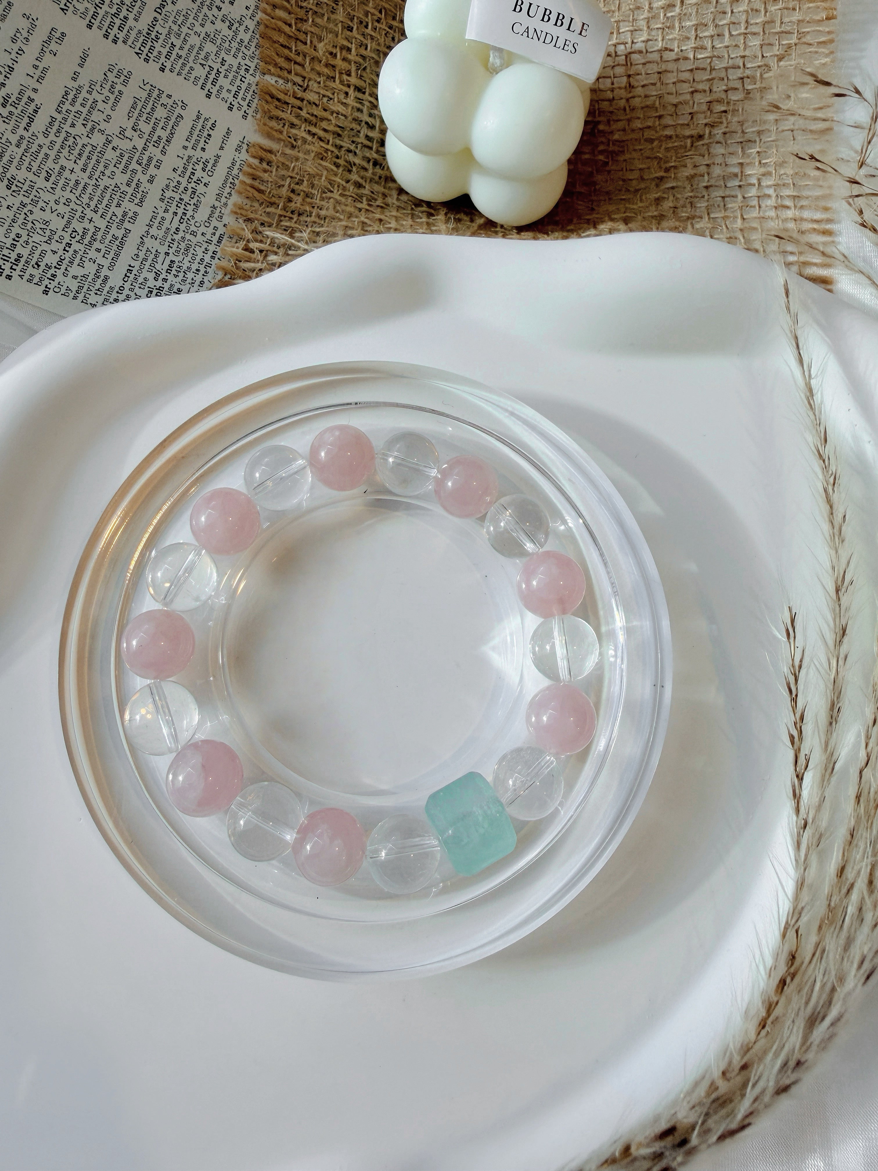 Crystal Harmony Bracelet – Green Fluorite, Rose Quartz & Clear Quartz