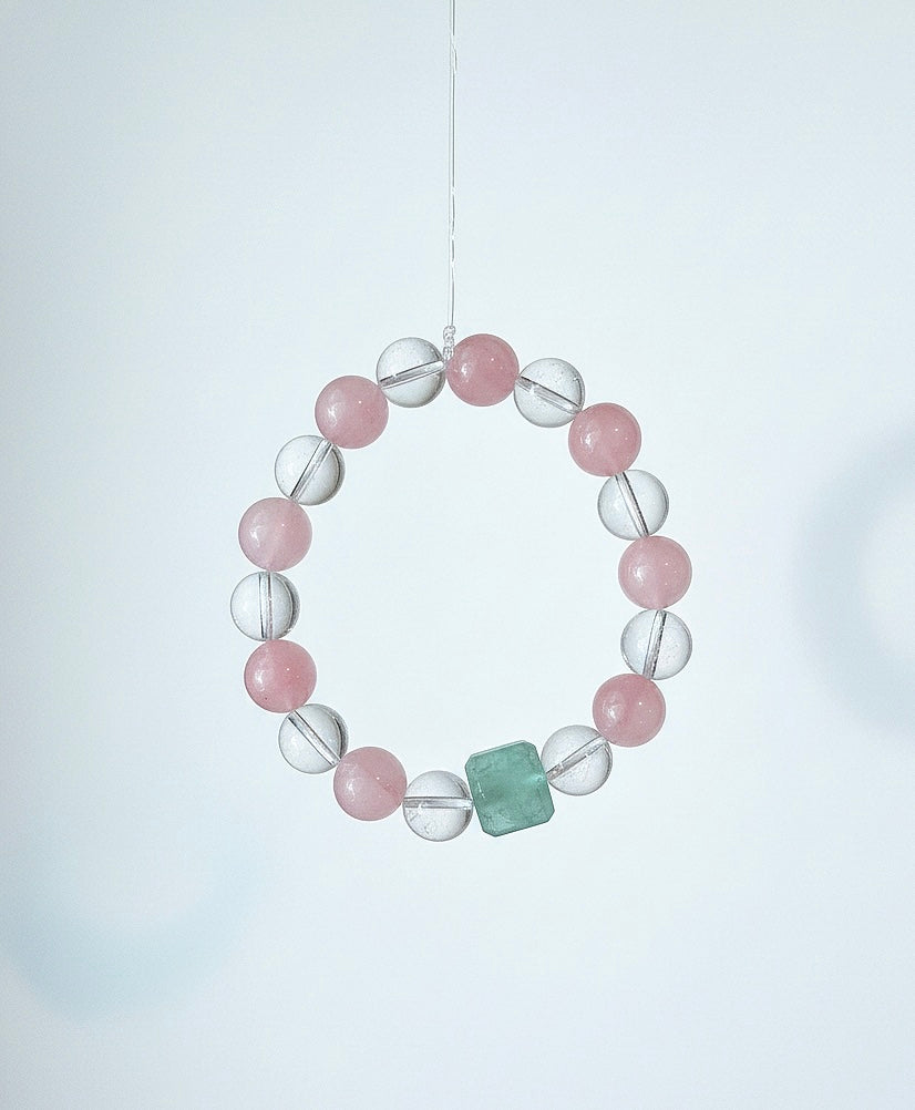 Crystal Harmony Bracelet – Green Fluorite, Rose Quartz & Clear Quartz