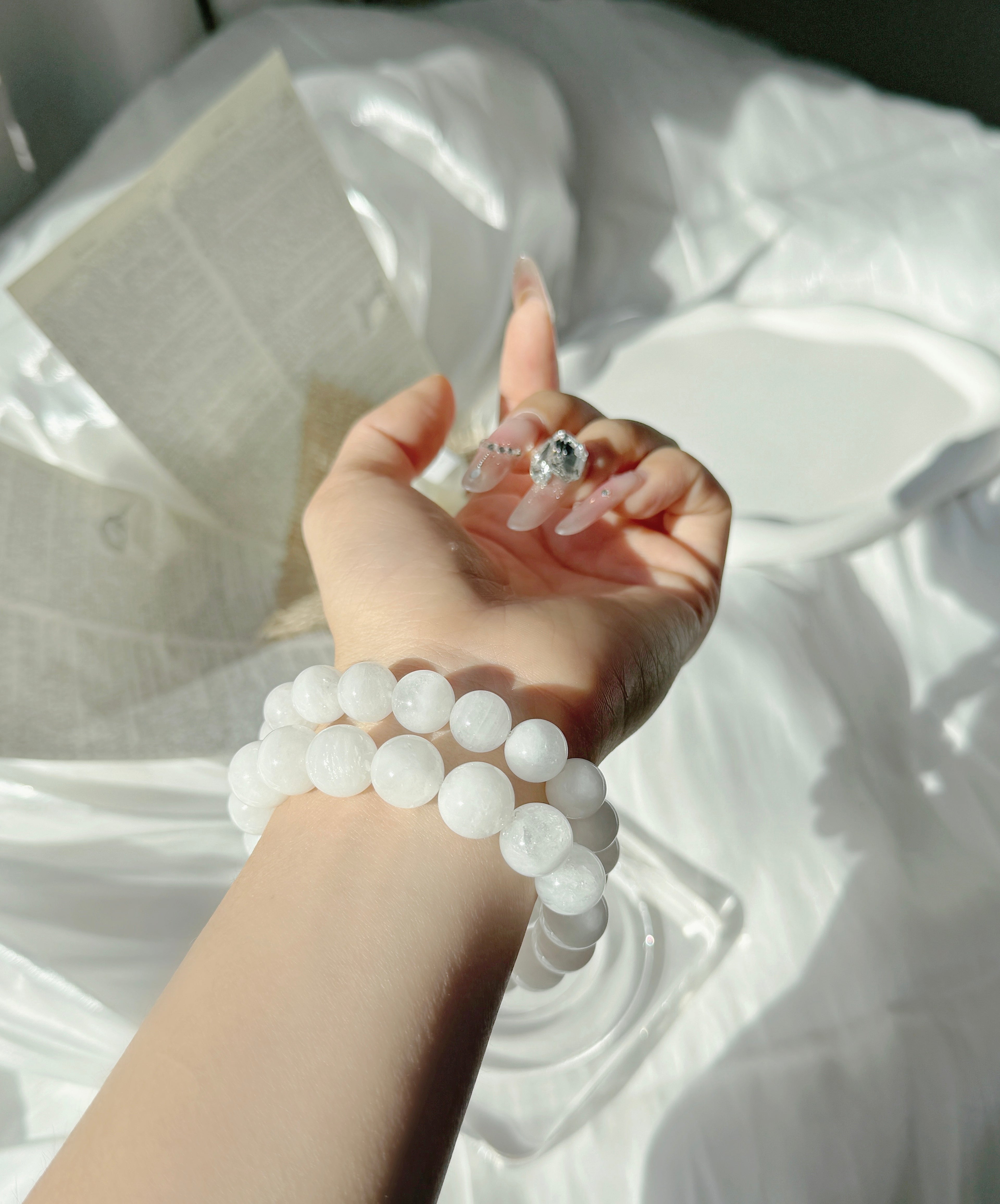 White Snowflake Phantom Quartz Bracelet