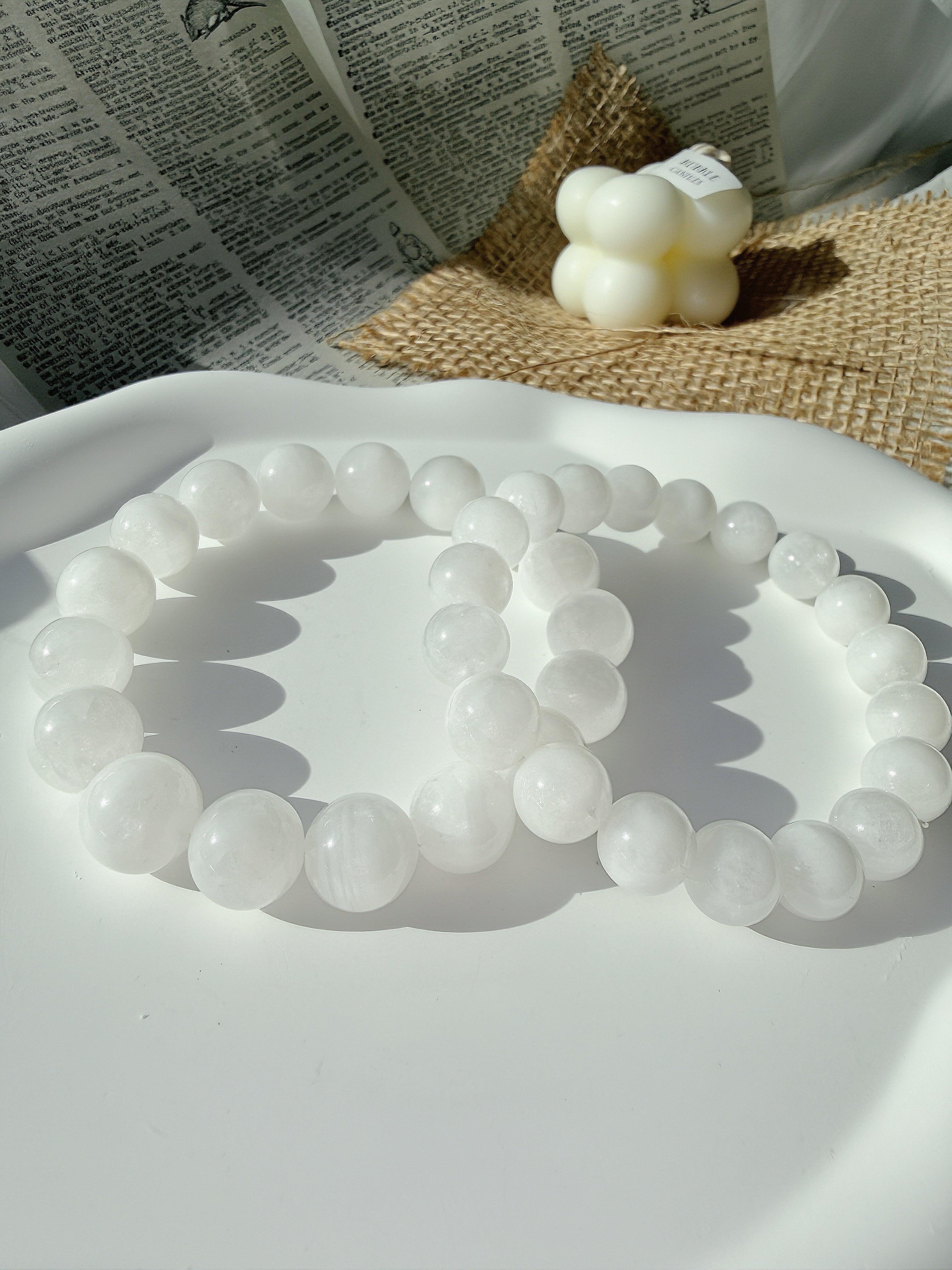 White Snowflake Phantom Quartz Bracelet