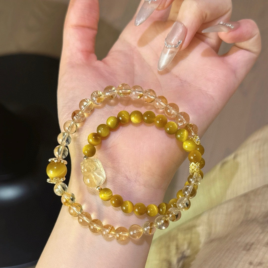 Golden Citrine Double Wrap Bracelet – Healing Gemstone Bracelet | Abundance, Protection & Clarity