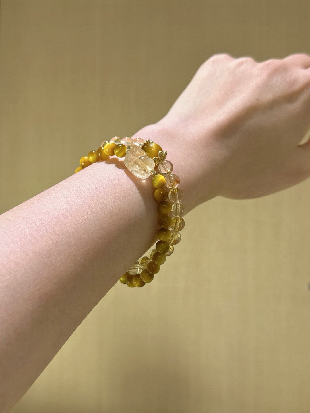 Golden Citrine Double Wrap Bracelet – Healing Gemstone Bracelet | Abundance, Protection & Clarity