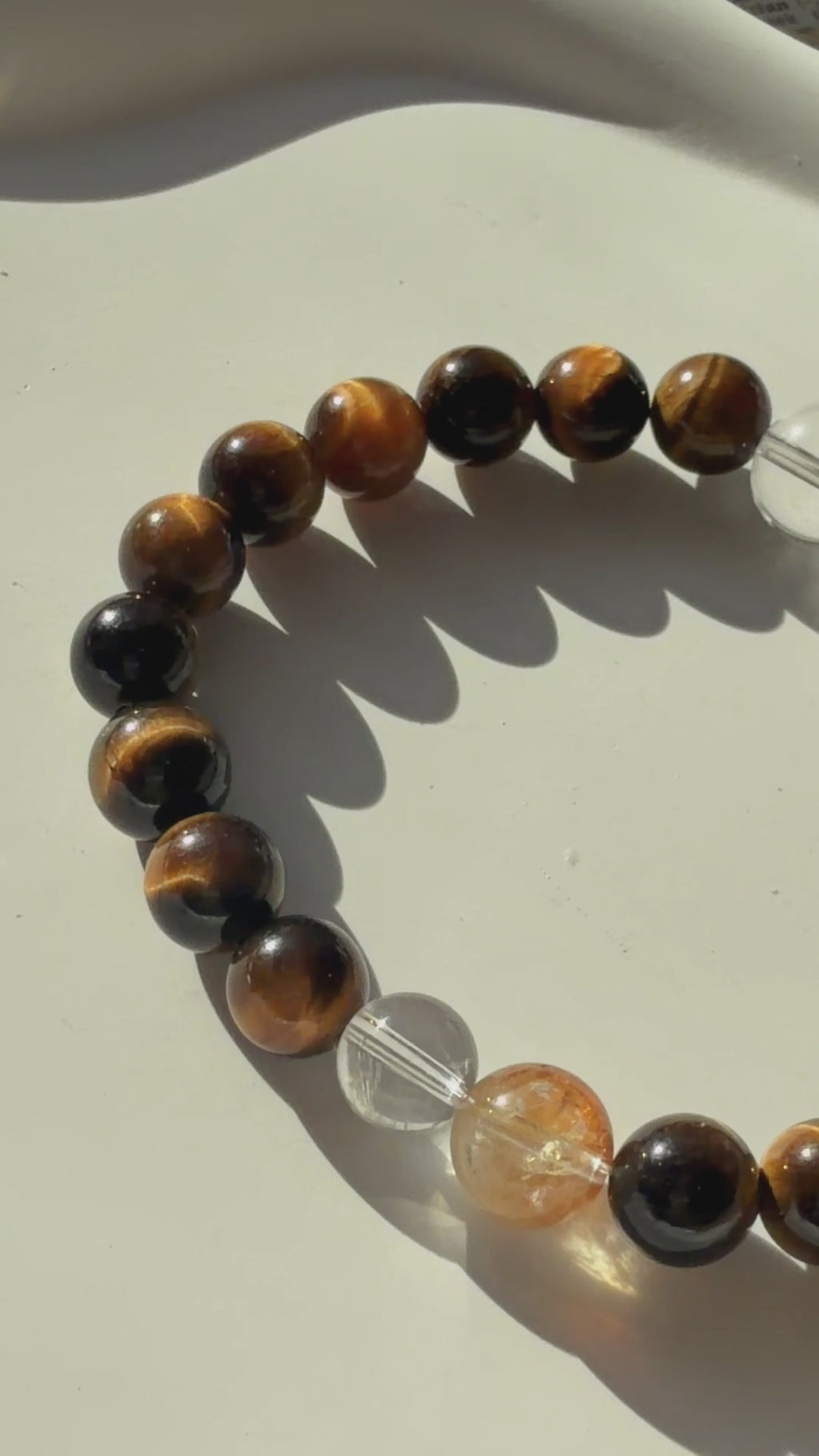 Tiger’s Eye Energy Bracelet with Citrine & Clear Quartz – Wealth & Confidence