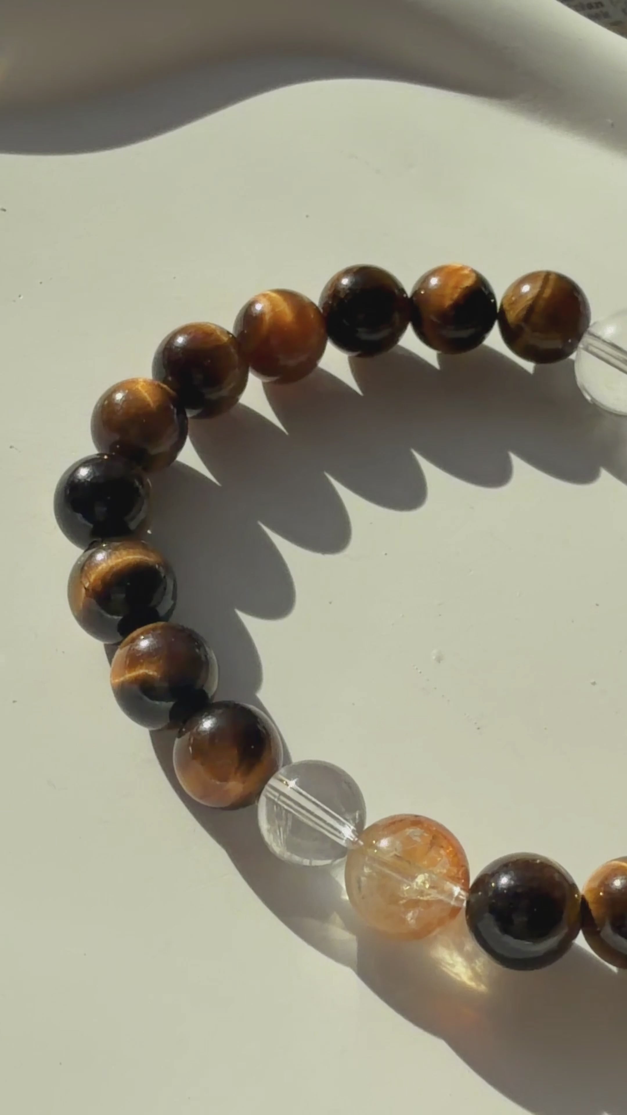 Tiger’s Eye Energy Bracelet with Citrine & Clear Quartz – Wealth & Confidence