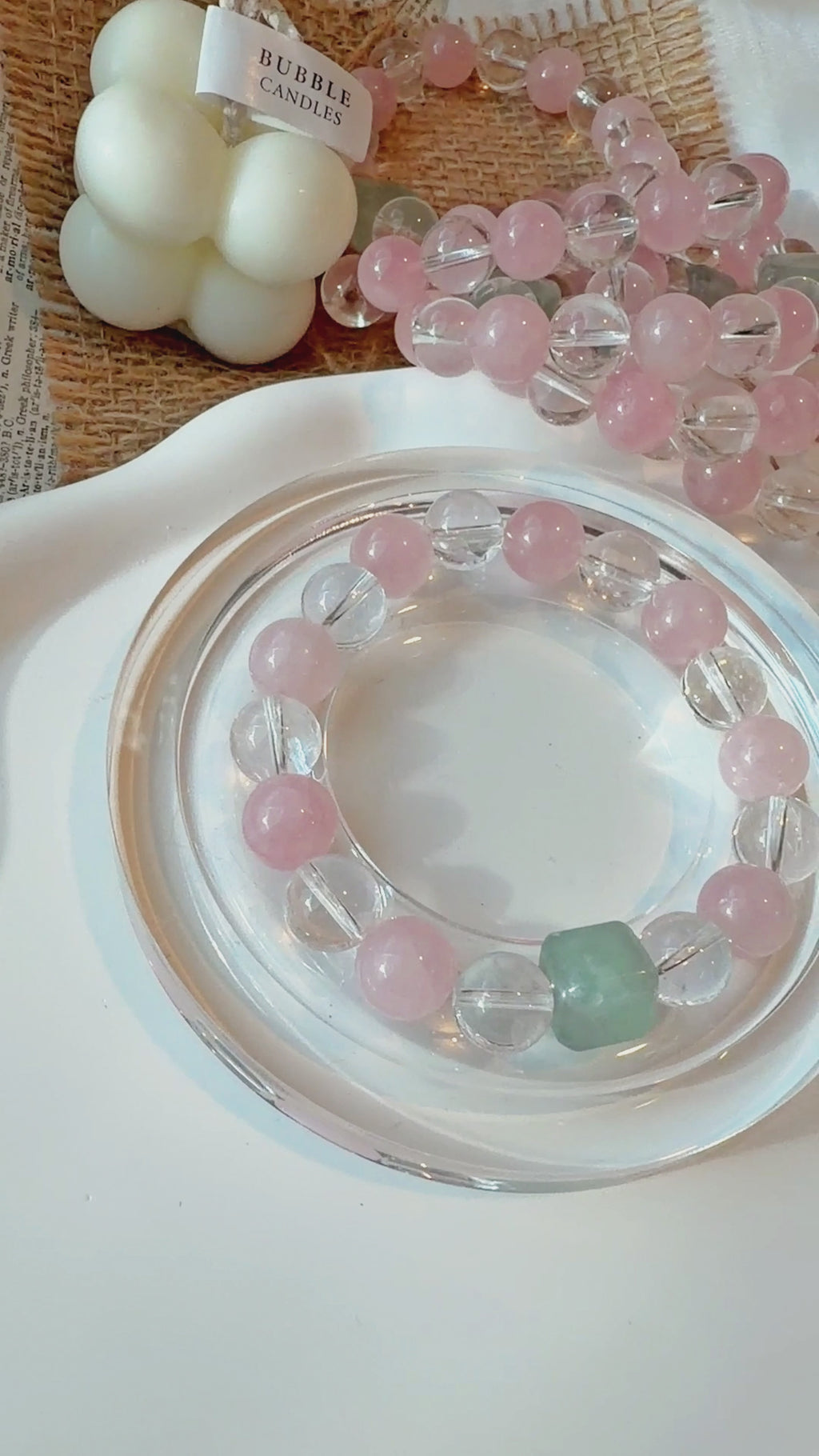 Crystal Harmony Bracelet – Green Fluorite, Rose Quartz & Clear Quartz