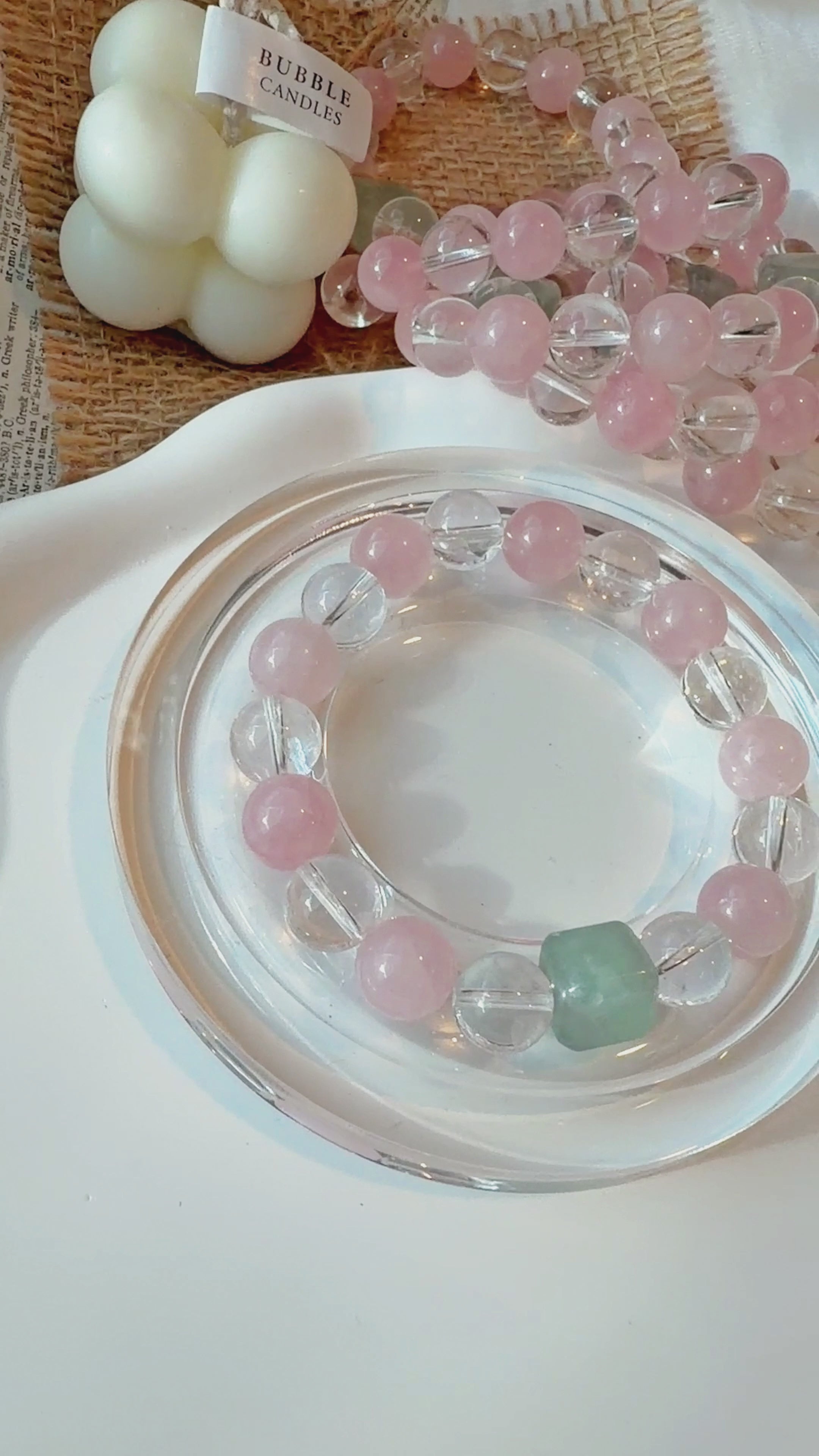 Crystal Harmony Bracelet – Green Fluorite, Rose Quartz & Clear Quartz